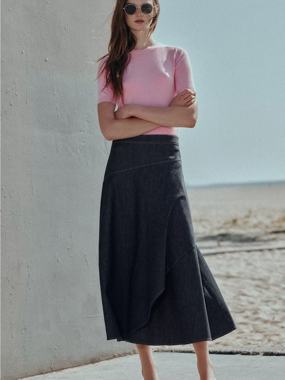 Zara Pink Short-Sleeve Knit Tee